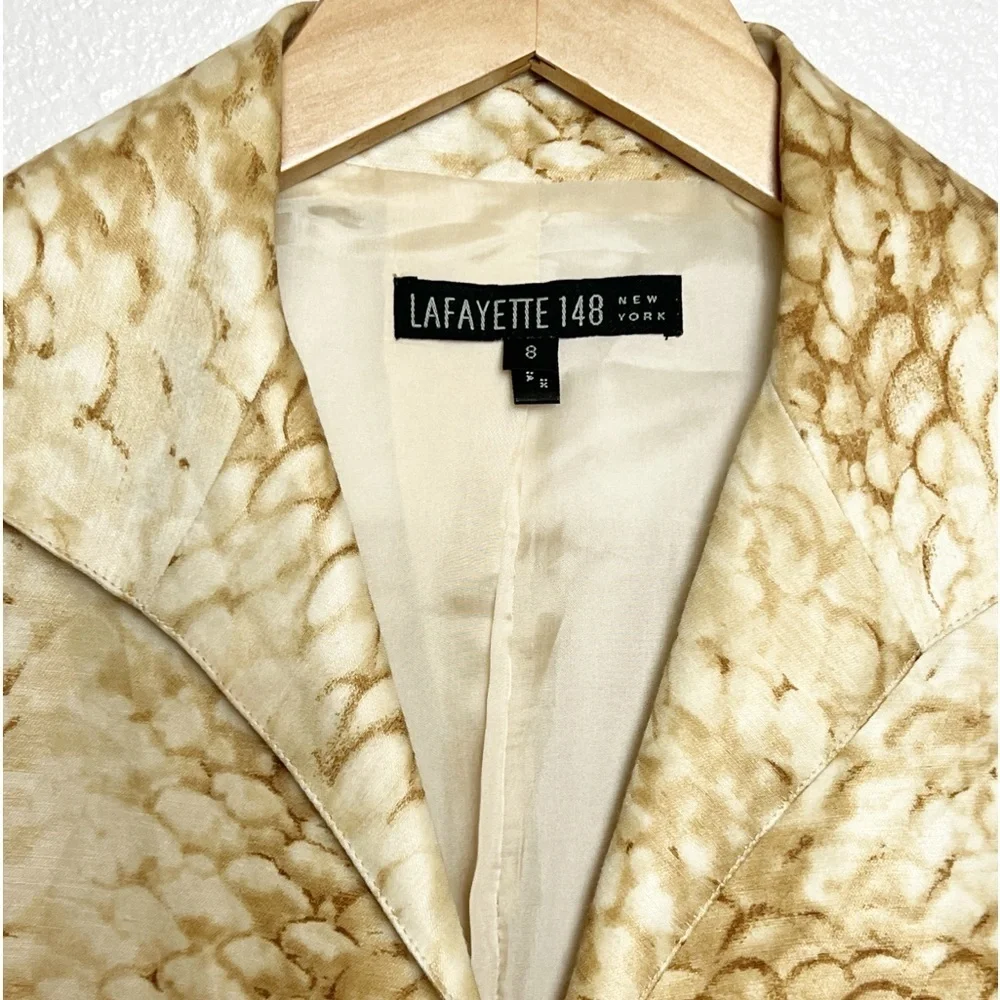 Lafayette 148 Snake Print Silk/Linen Jacket Open Front Size 8